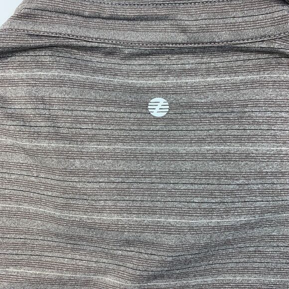 Z by Zella Polo Shirt Men L Large Gray Tan Striped Short Sleeve Performance Golf - Picture 9 of 11